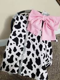 Baby Car Seat Cover Pink Cow W Silver
