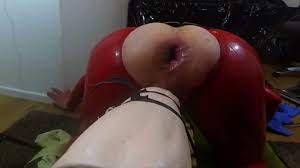 Tranny in latex anal fisting hand dildo! | xHamster