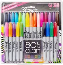 Sharpie Permanent Markers Fine Point Limited Edition 80s Glam Colours Pack Of 24
