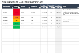 free equipment schedule templates