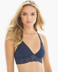 Details About Soma Bralette M Triangle Lace Trim Bra Glittered Navy