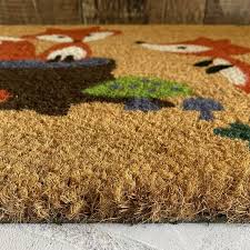 woodland fox indoor outdoor coir doormat