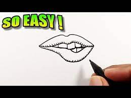 how to draw biting lips easy drawings
