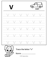 trace lowercase letter v worksheet
