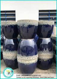 Large Cobalt Garden Glazed Ceramic Pots