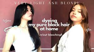 black hair into very light ash blonde