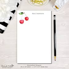 Personalized Notepad Custom Notepad Cherry Cherries