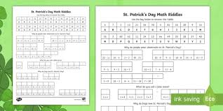 A daily interactive brain teaser for the love of riddles. St Patrick S Day Math Riddles Math Twinkl
