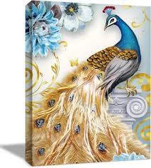 Canvas Wall Art With Peacock Picture