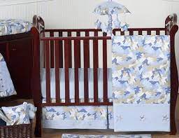 Khaki And Blue Camo Baby Bedding 11pc