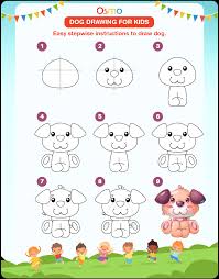 dog drawing for kids a step by step