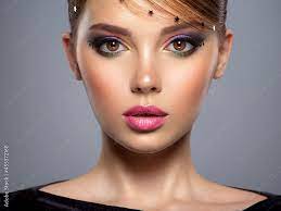 bright makeup closeup model face