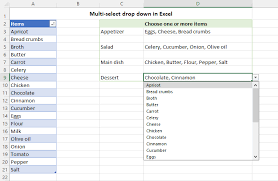 multi select drop down list in excel