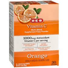 Vitamin c (100% pure ascorbic acid) helps the body's immune system by supporting antibody responses, white blood cell function and activity, and helps maintain normal interferon levels.* it is one of the most potent dietary antioxidants and provides nutritional support to all functions of the body.* H E B 1000 Mg Vitamin C Orange Fizzy Powder Drink Mix Shop Vitamins A Z At H E B