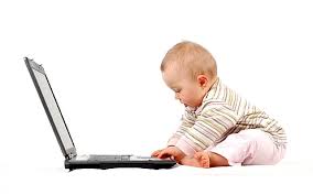 hd wallpaper cute baby playing laptop