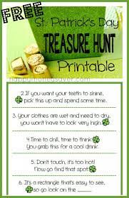Patrick's day scavenger hunt ideas for adults. St Patrick S Day Holiday Treasure Hunt With Free Printable Clues