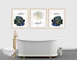 Bathroom Wall Art Pictures Gold Navy