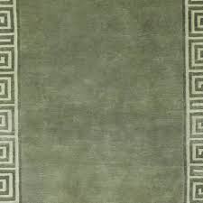 greek key green wool hand knotted rug