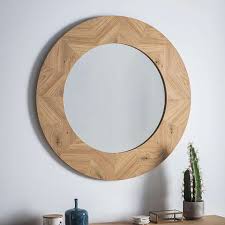 Milano Rustic Oak Wall Mirror Round Wooden Mirror Wood
