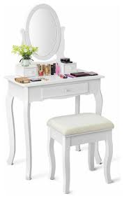 gymax makeup dressing table stool set