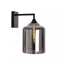 Black Wide Cylinder Silver Glass Shade
