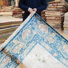 5 6 x8 3 blue handmade silk carpet