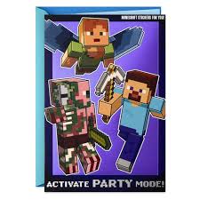 This why i'm excited to be offering this set of free minecraft party printables, perfect for decorating your minecraft party. Hallmark Minecraft Birthday Card For Kids With Stickers Party Mode Walmart Com Walmart Com