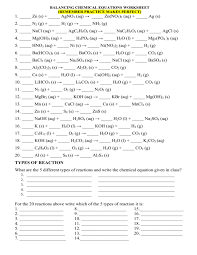 When you find difficulty in balancing the equation in the balancing chemical equations worksheet, you can miss it with a fraction of ½ and that will easily balance the equation. Balancing Chemical Equations Worksheet