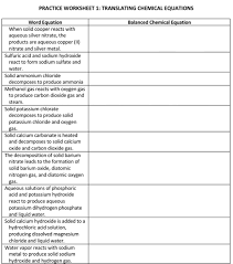 Translating Chemical Equations