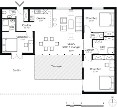 plain pied de 100 m² avec 3 chambres