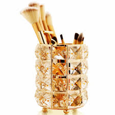 cosmetics box ng gold crystal brush