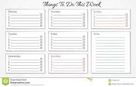 Things To Do List This Week On Grey Stock Vector