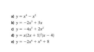 Solved a) y = x4 – x? b) y = – 2x2 + 5x c) y = - 4x + 2x? d) | Chegg.com