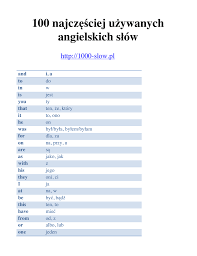 100 najczęściej używanych angielskich słów