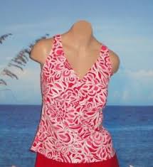 Details About Lands End Womens 12 Tankini Top 1 Pc Rich Red Pink Coral New