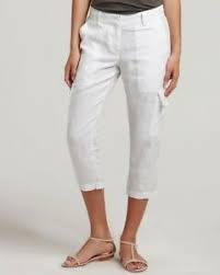 Details About 168 Eileen Fisher Organic Linen White Cropped Capri Cargo Pants