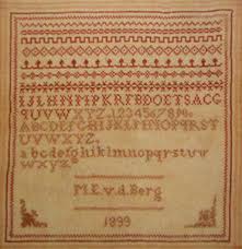 Details About Dutch Vintage Cross Stitch Chart Pattern Alphabet Sampler M E V D Berg 1899