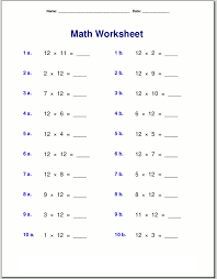 printable 12 times table worksheets