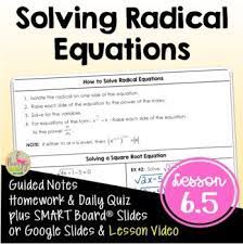 Solving Radical Equations Algebra 2