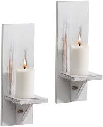 Rank Wood Wall Sconce Candle Holder Set