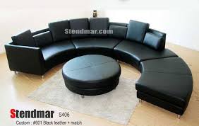 Round Leather Sectional Sofa Set