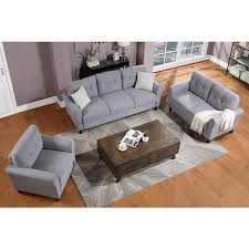 Linen Upholstered Couch In Gray