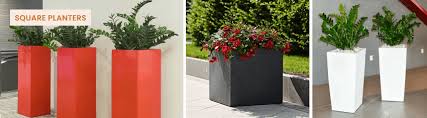 large and small square planters at