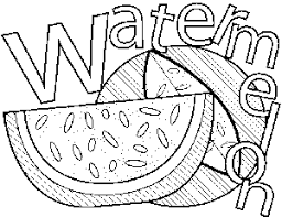 Coloring book with colored markers for kids. Watermelon Coloring Page