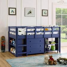 homestock blue twin loft bed with desk