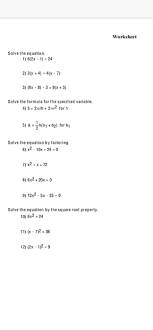Solved Worksheet Solve The Equation 1