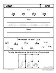 Read the sight word, practice tracing and writing this word, find and circle it among the others, solve the rebus to find the hidden word. Sight Word She Worksheet Primarylearning Org