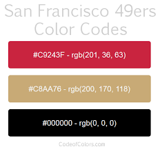 San Francisco 49ers Team Color Codes