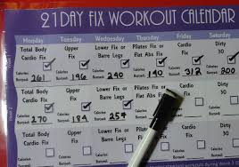 21 Day Fix Workout Schedule Calendar And Calories Burned