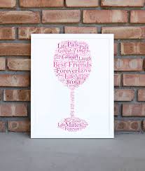 personalised wine glass word art print